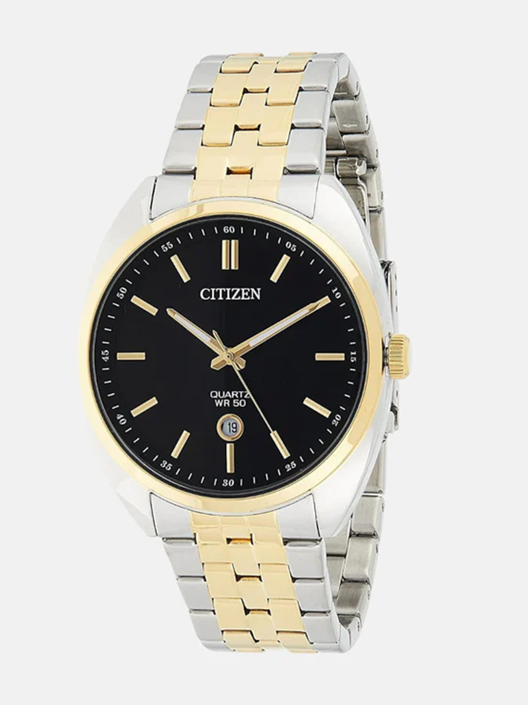 

Citizen Men Black Dial & Gold Toned Stainless Steel Bracelet Style Straps Analogue Watch