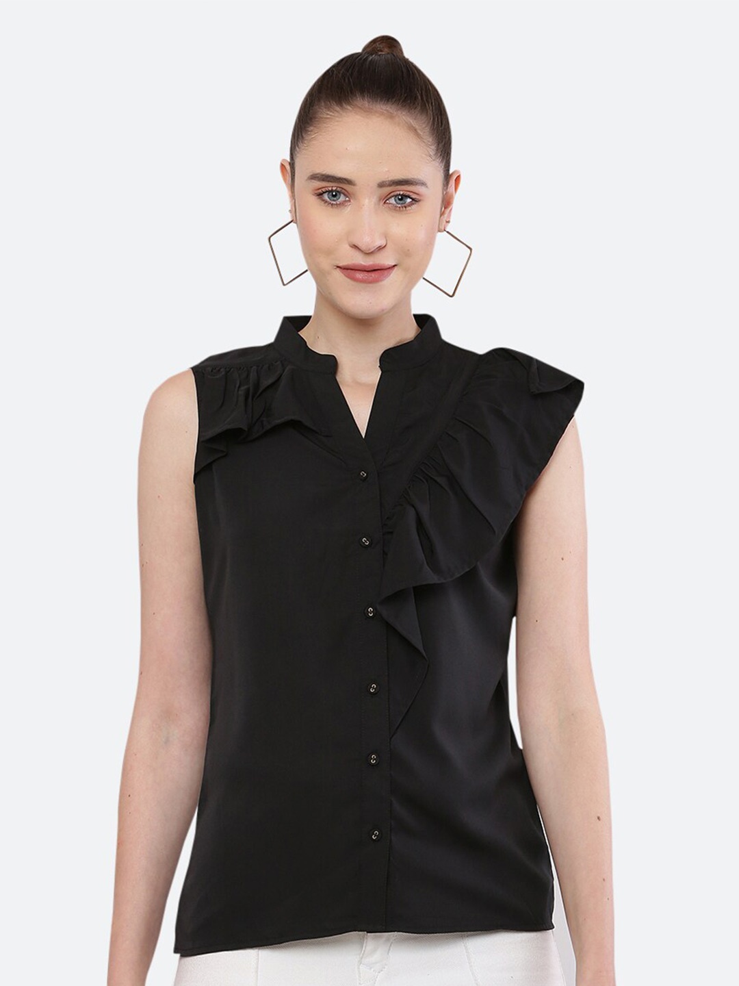 

BLUE CHIC Women Black Relaxed Casual Shirt