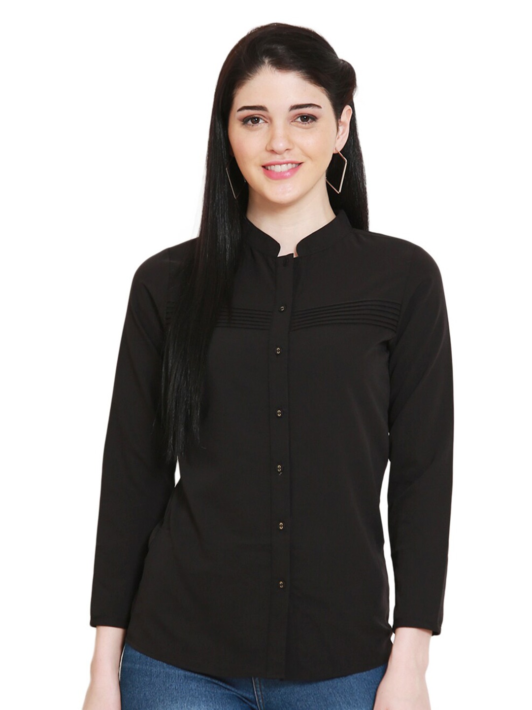 

BLUE CHIC Women Black Relaxed Casual Shirt