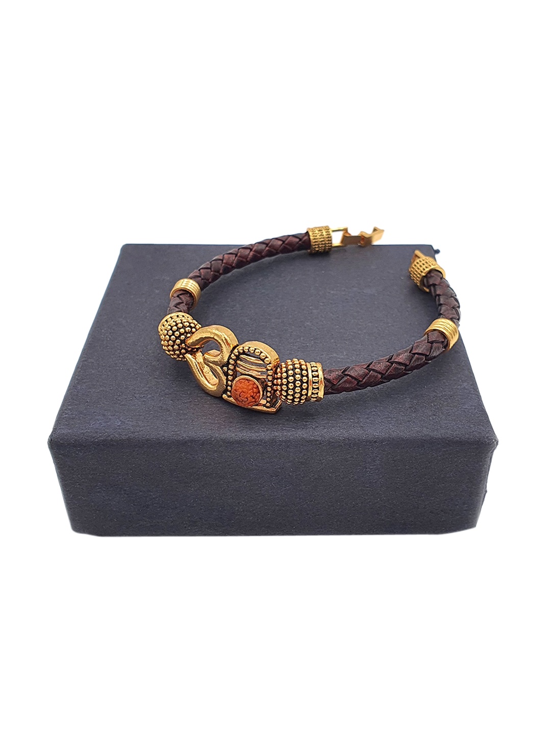 

YOUSTYLO Unisex Gold-Toned & Black Temple Gold-Plated Armlet Bracelet