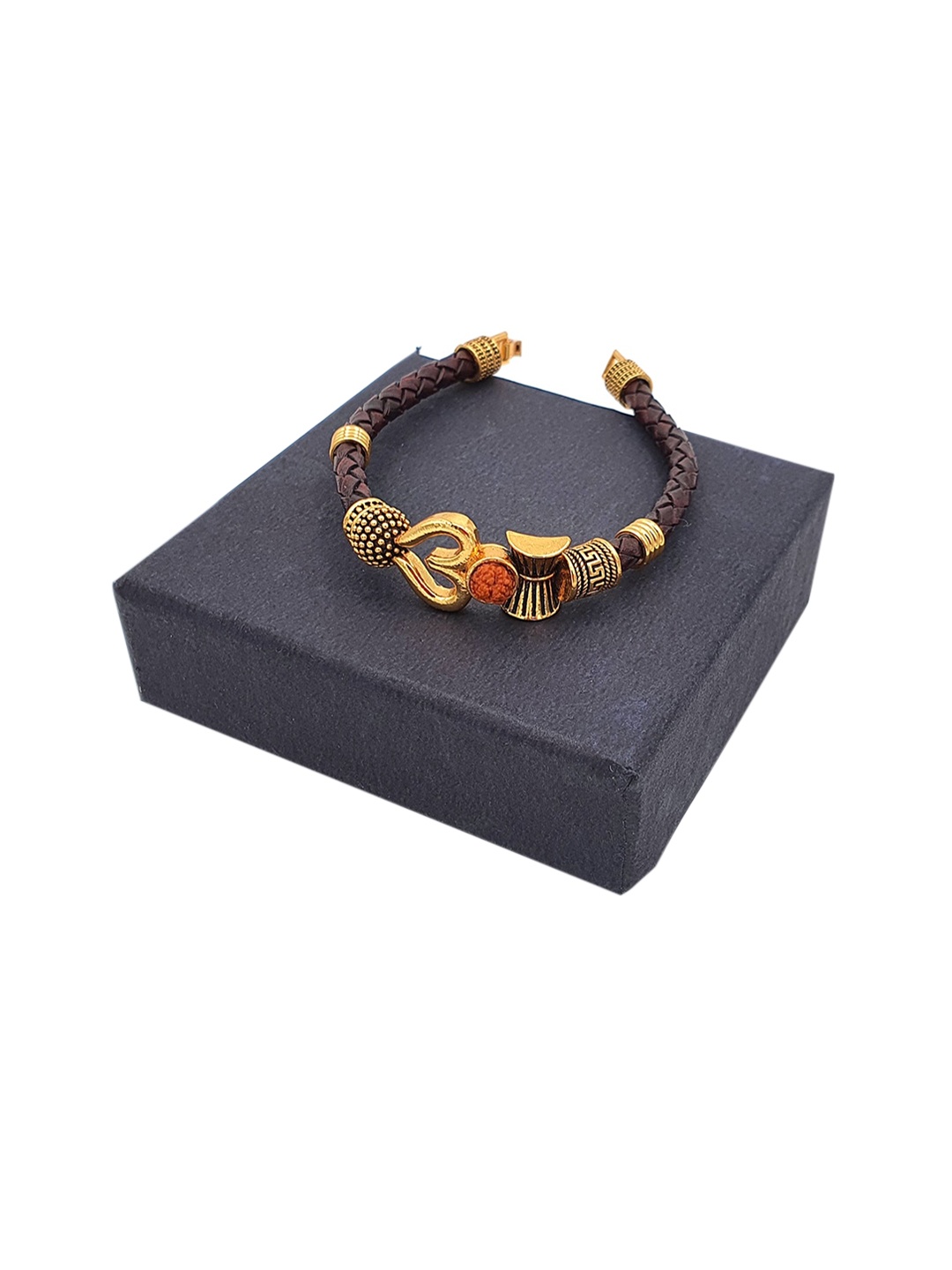 

YOUSTYLO Men Gold Plated Trishul Damroo Rudraksha Bracelet -MLB9014A