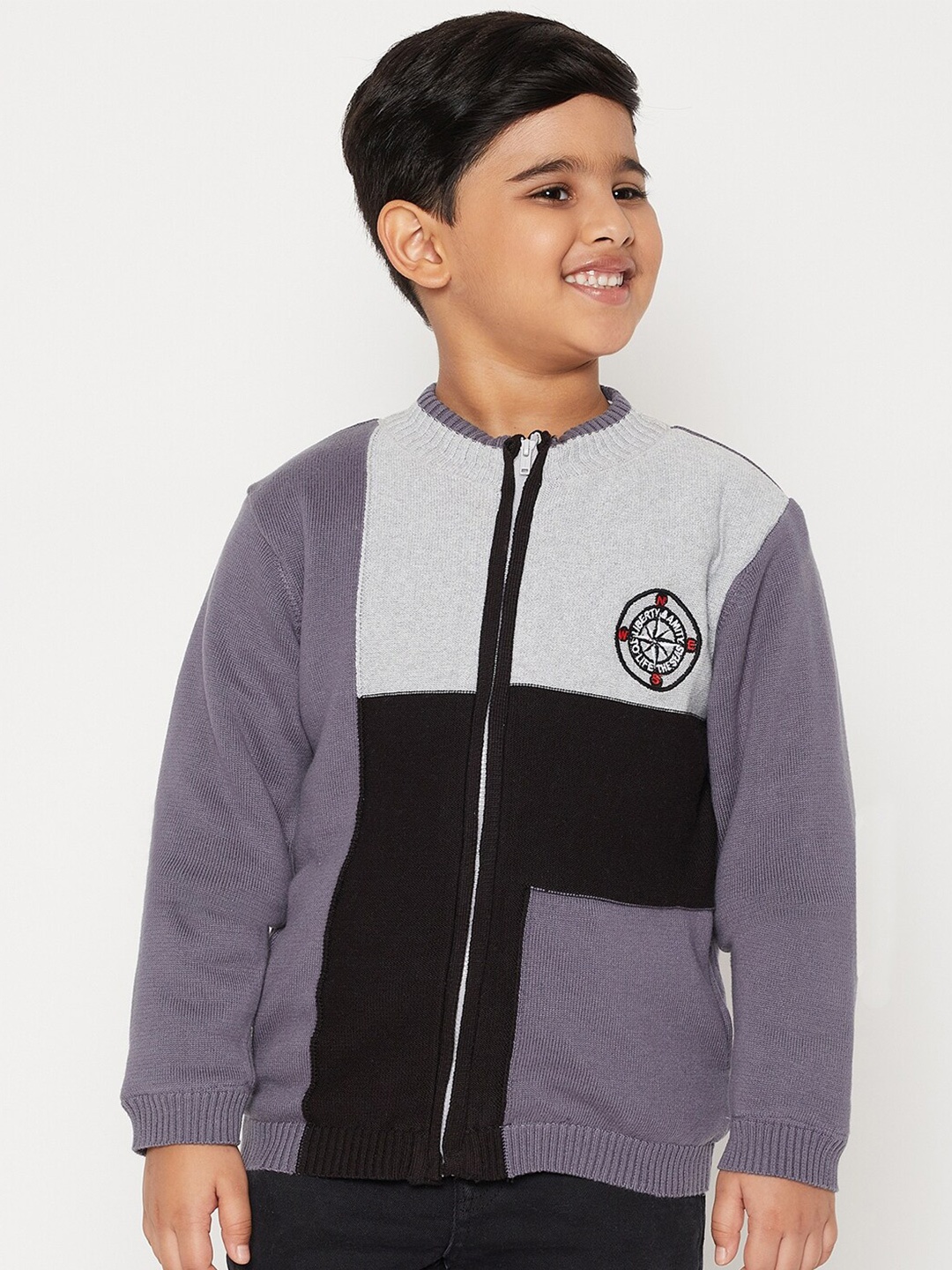 

JWAAQ Boys Navy Blue & Grey Colourblocked
