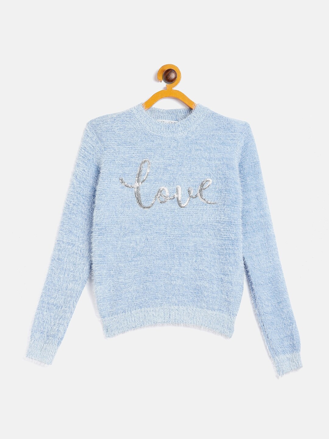

JWAAQ Girls Blue Typography Printed Pullover