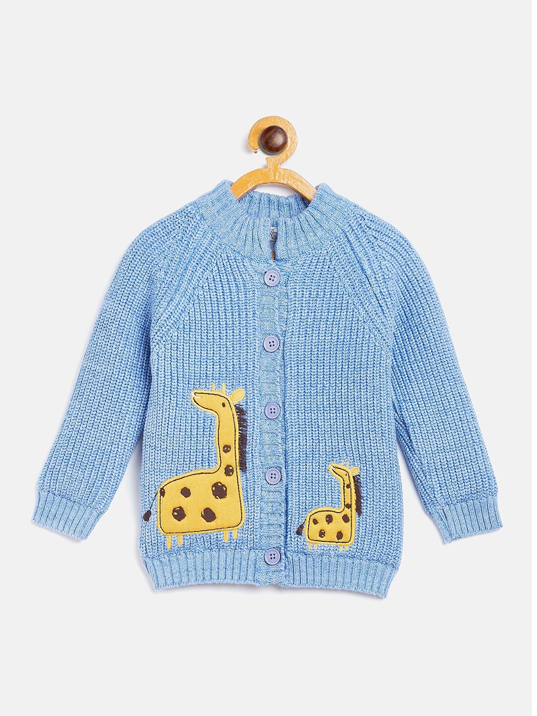 

JWAAQ Girls Blue & Yellow Printed Cardigan