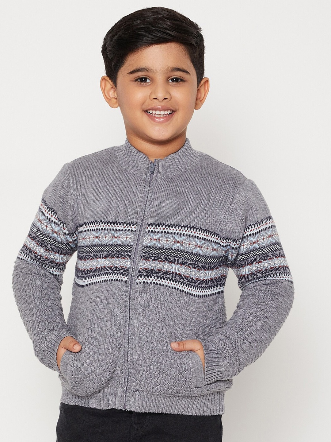 

JWAAQ Boys Grey Front Open Winter Sweater