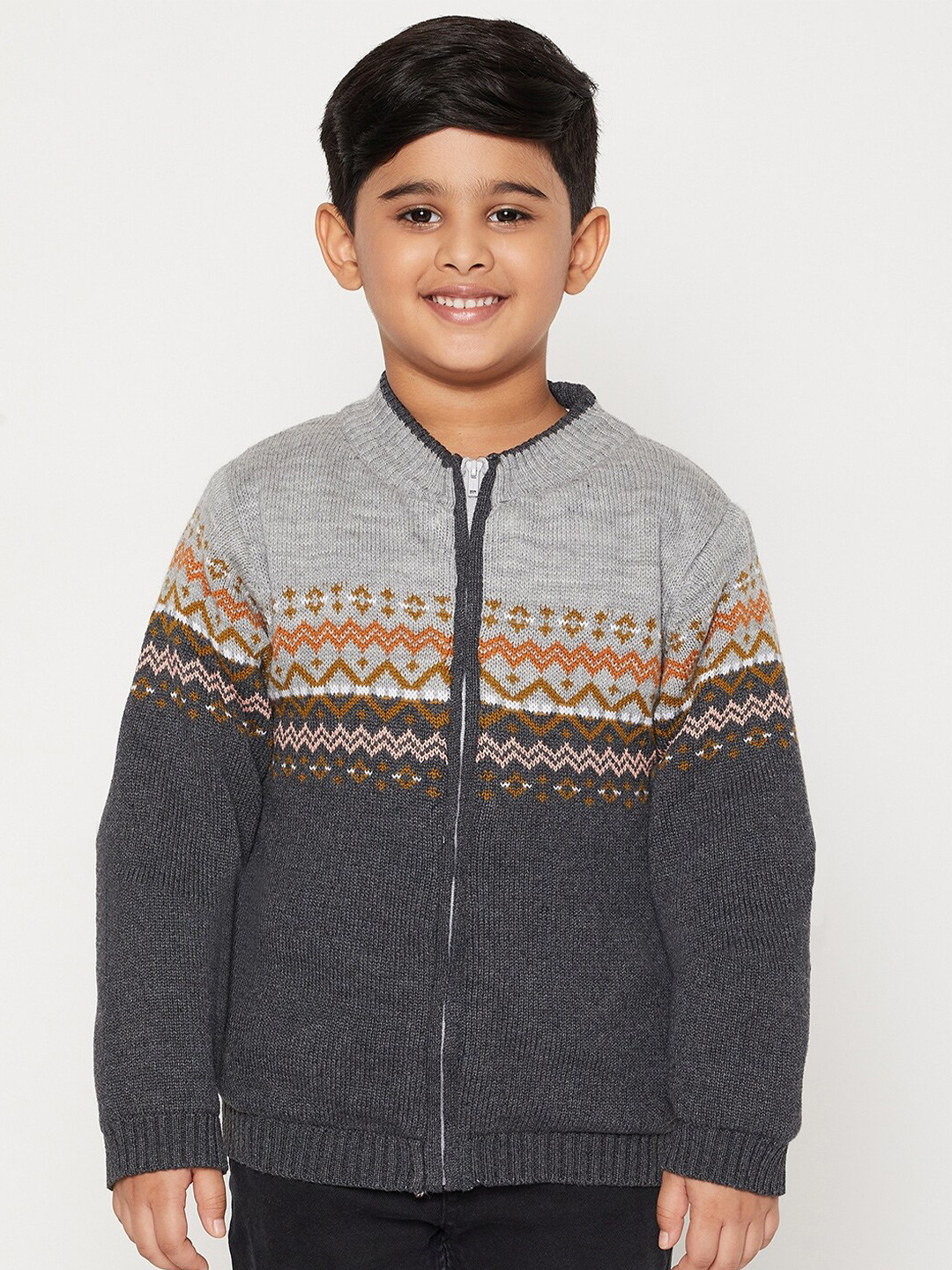 

JWAAQ Boys Grey & Charcoal Colourblocked Pullover with Embroidered Detail