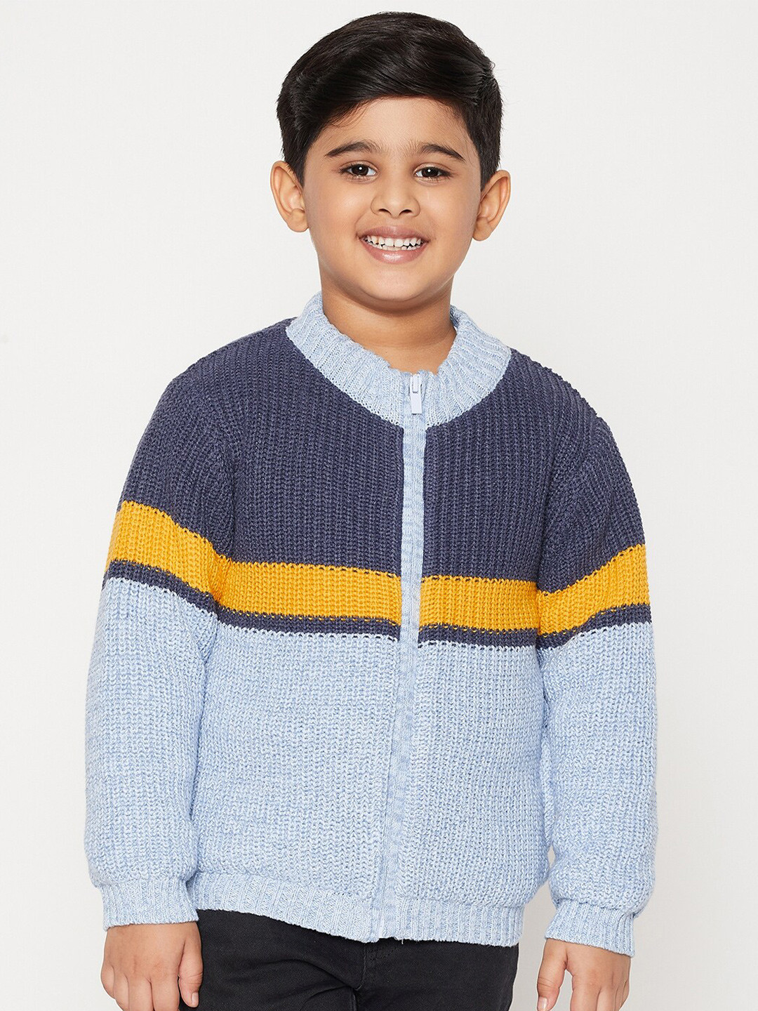 

JWAAQ Boys Blue & Yellow Colourblocked Cotton Pullover