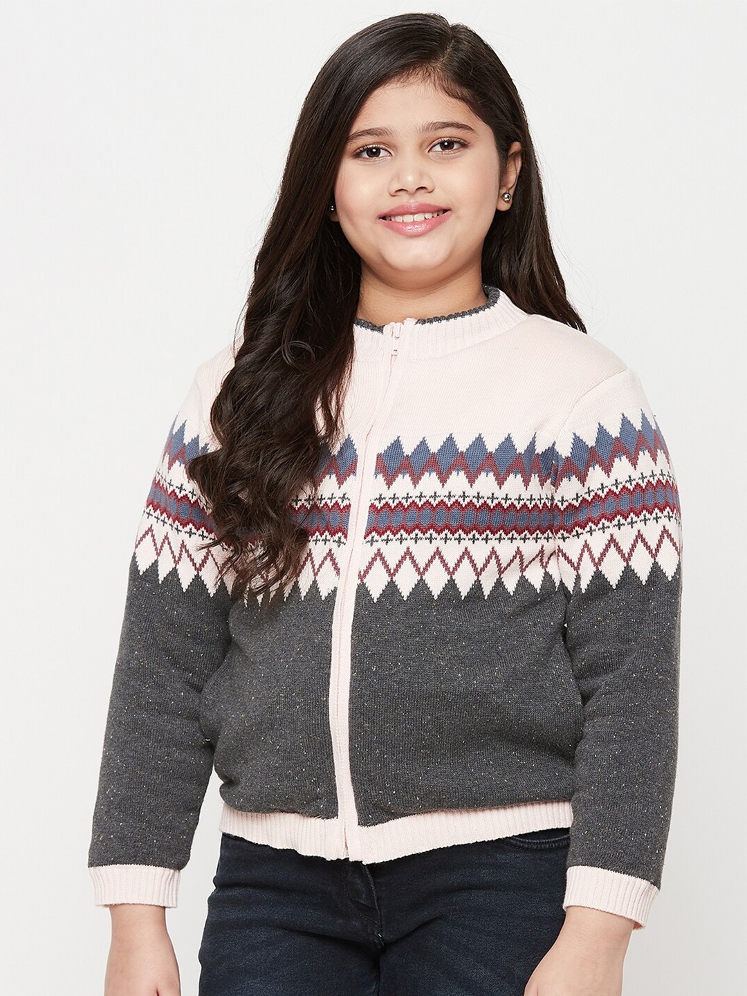 

JWAAQ Girls Black & Cream-Coloured Colourblocked Sweater