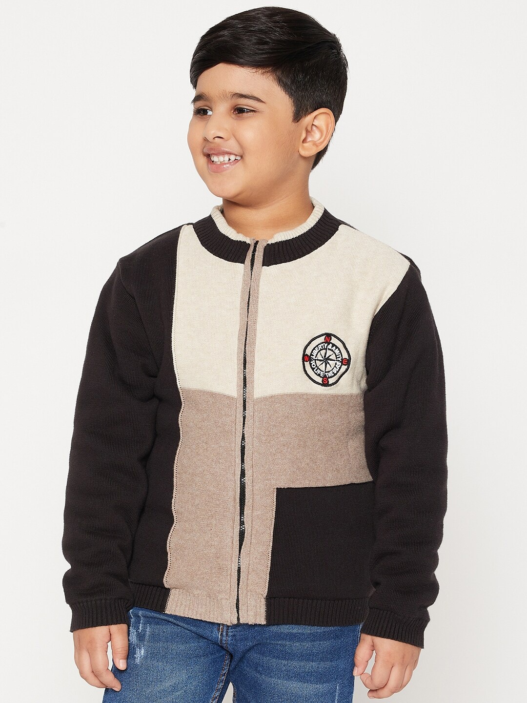 

JWAAQ Boys Grey & White Colourblocked Winter Sweater
