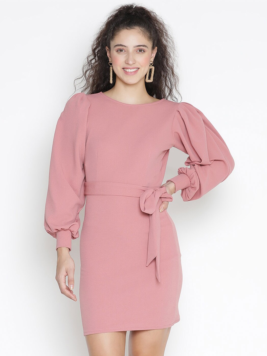 

DRAAX Fashions Pink Solid Sheath Mini Dress
