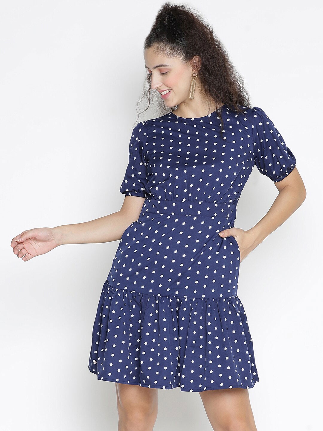 

DRAAX Fashions Blue & White A-Line Dress