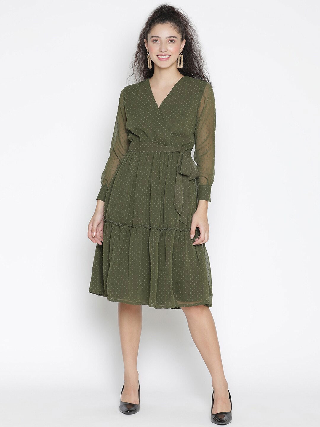 

DRAAX Fashions Women Green Chiffon Dress