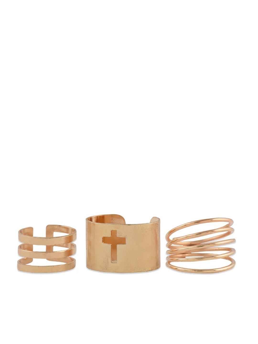 

FemNmas Set Of 3 Gold-Plated Adjustable Finger Rings