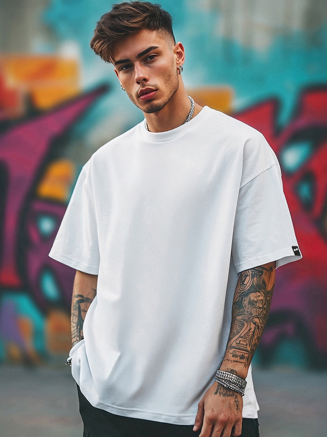 

Bewakoof Men White Oversized T-shirt