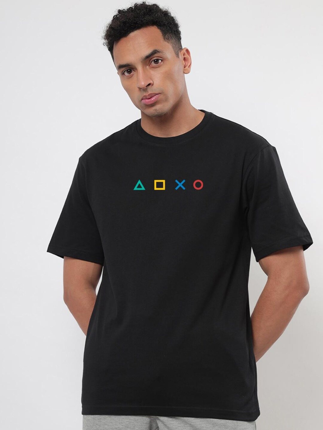 

Bewakoof Men Black Printed Oversized T-shirt