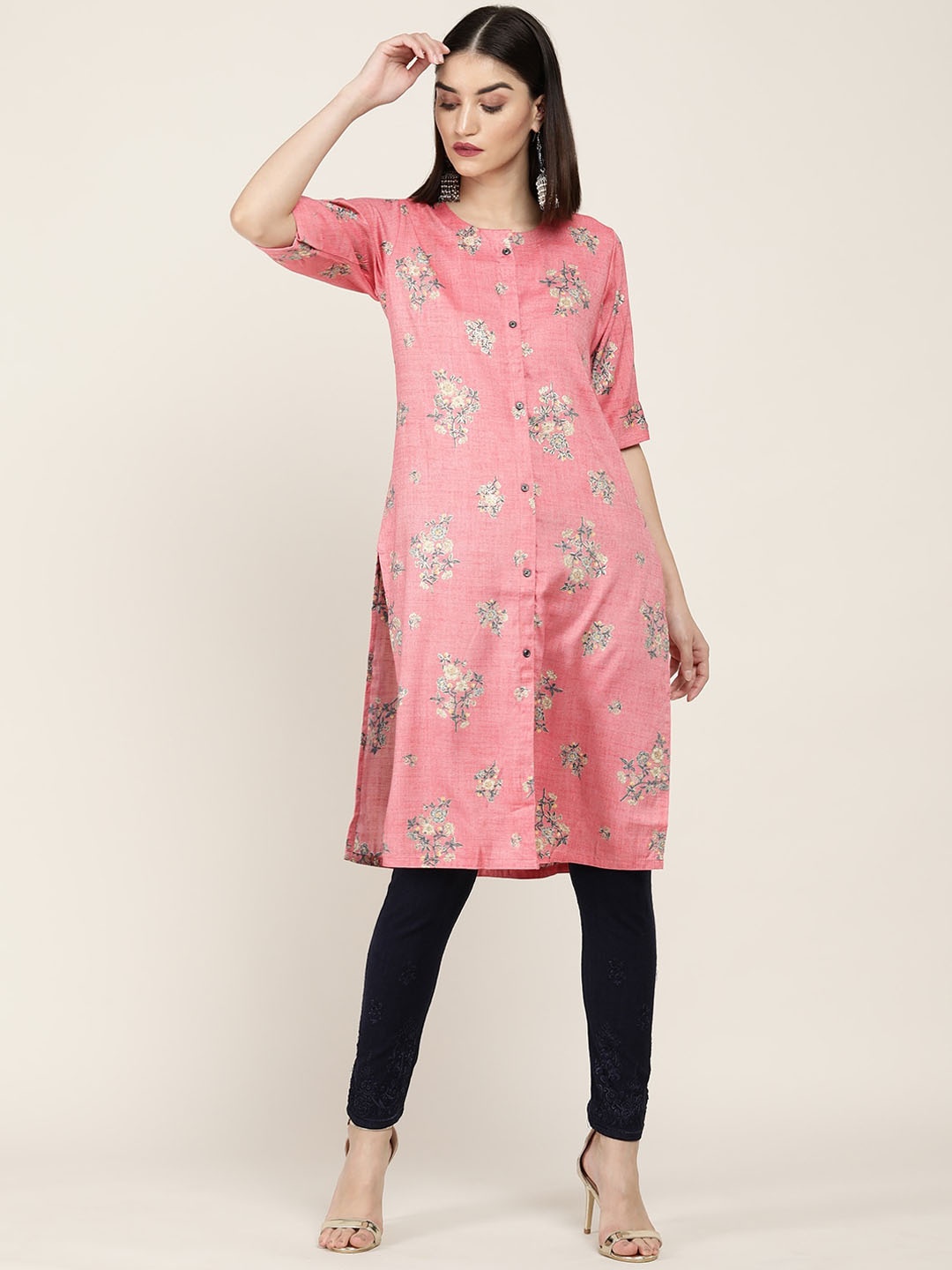 

Soch Women Pink Printed Kurta