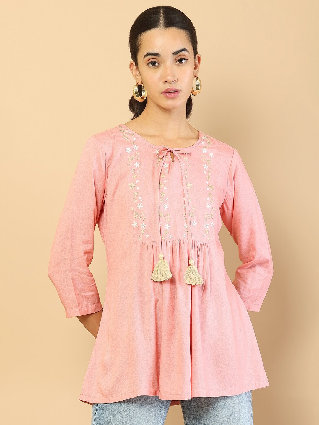 

Soch Women's Pink Viscose Rayon Tunic