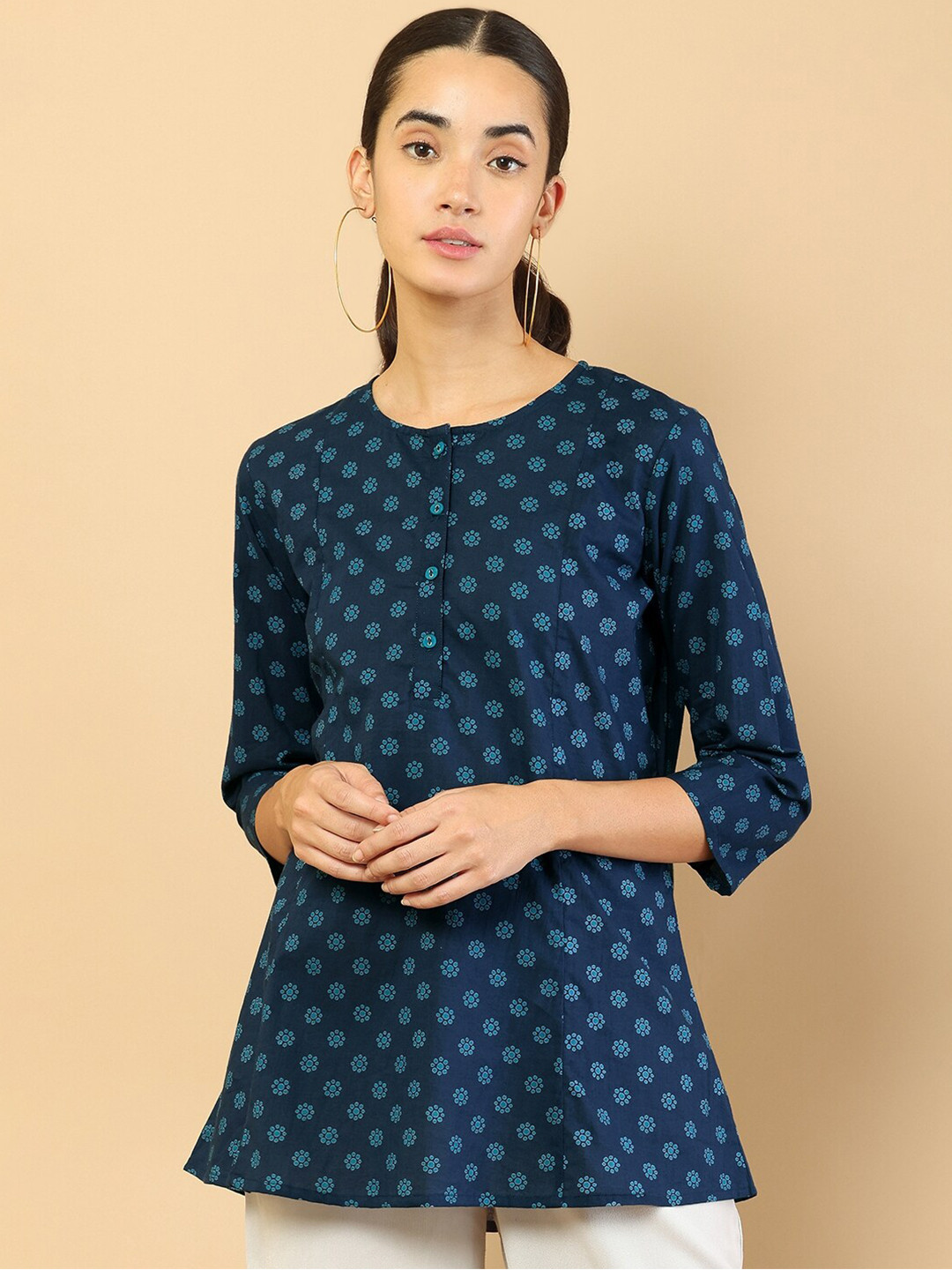 

Soch Navy Blue & botanical garden Printed Tunic