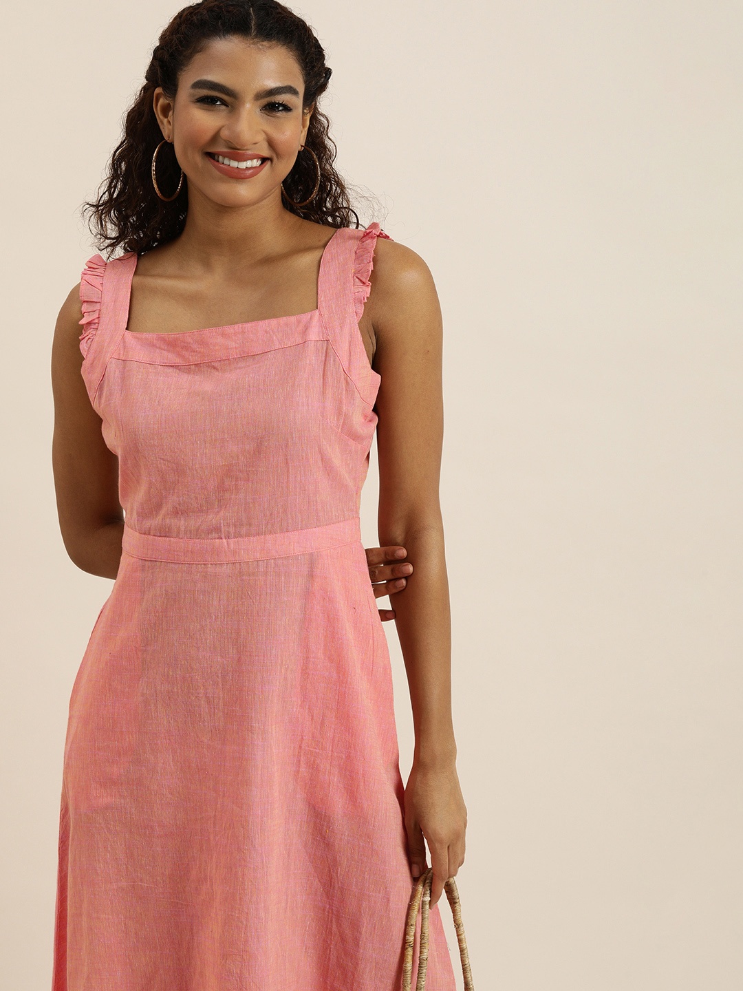 

Taavi Woven Legacy Pure Cotton Empire Dress, Pink
