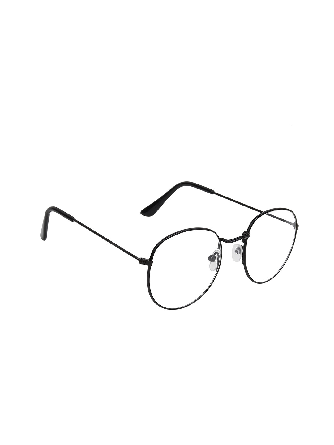 

GARTH Unisex Clear Lens & Black Round Sunglasses with UV Protected Lens, Transparent