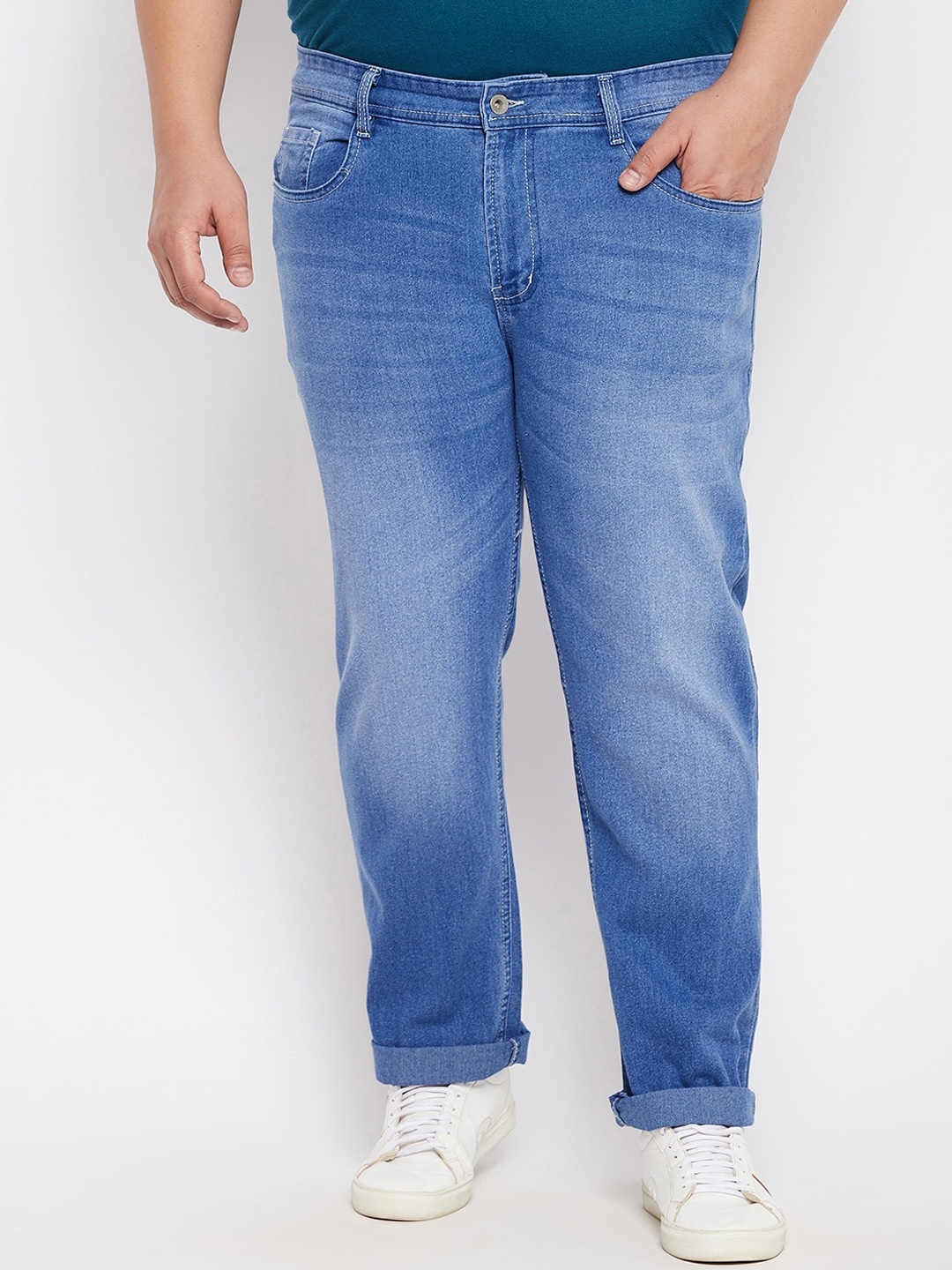 

bigbanana Men Plus Size Blue Comfort Light Fade Stretchable Jeans