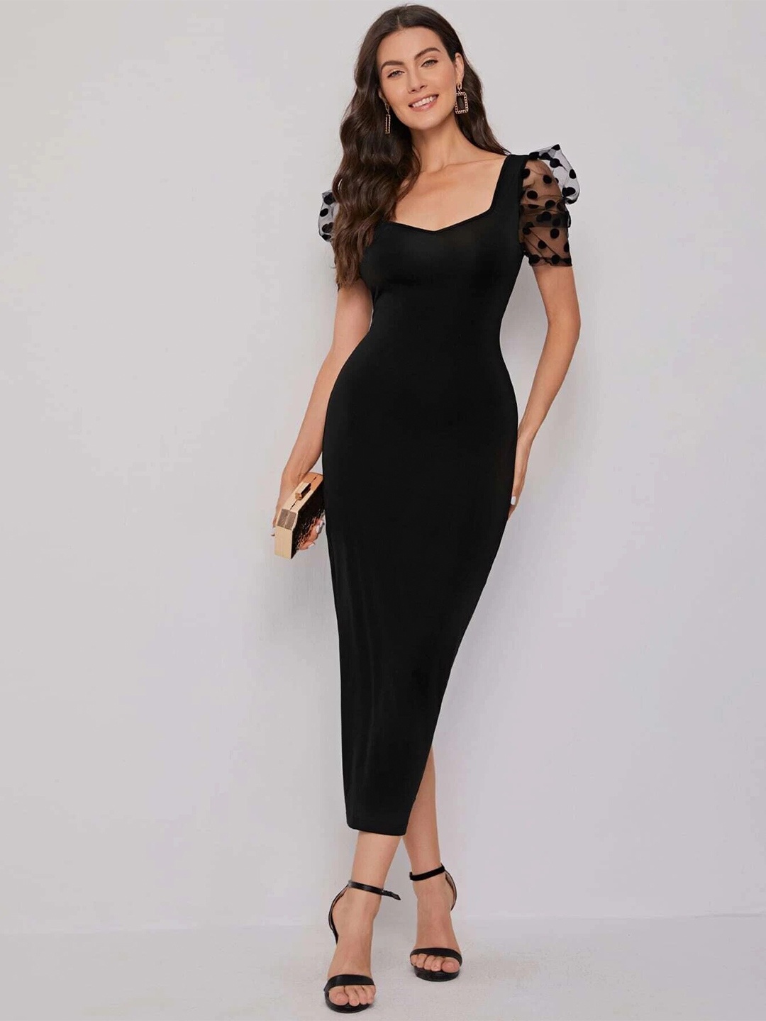 

SHEETAL Associates Black Sheath Midi Dress