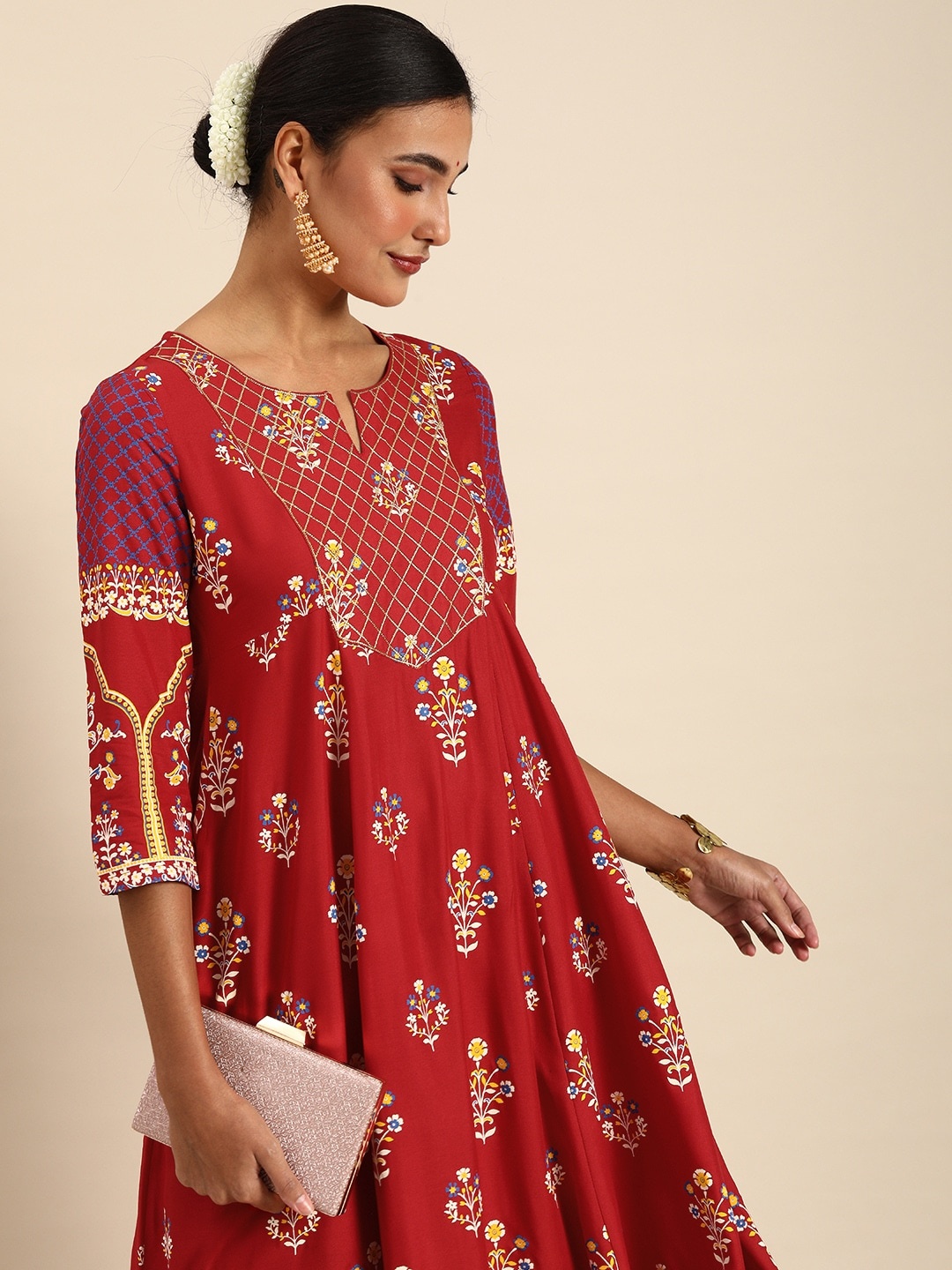 

Anouk Women Red Floral Printed Floral Kurta