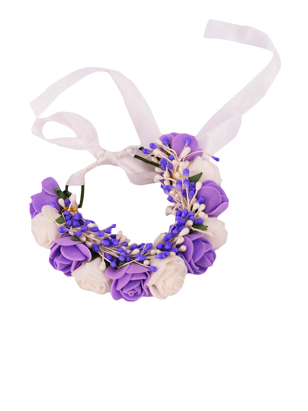 

Sanjog Women Purple & White Embellished Handmade Floral Rakhi Bracelet