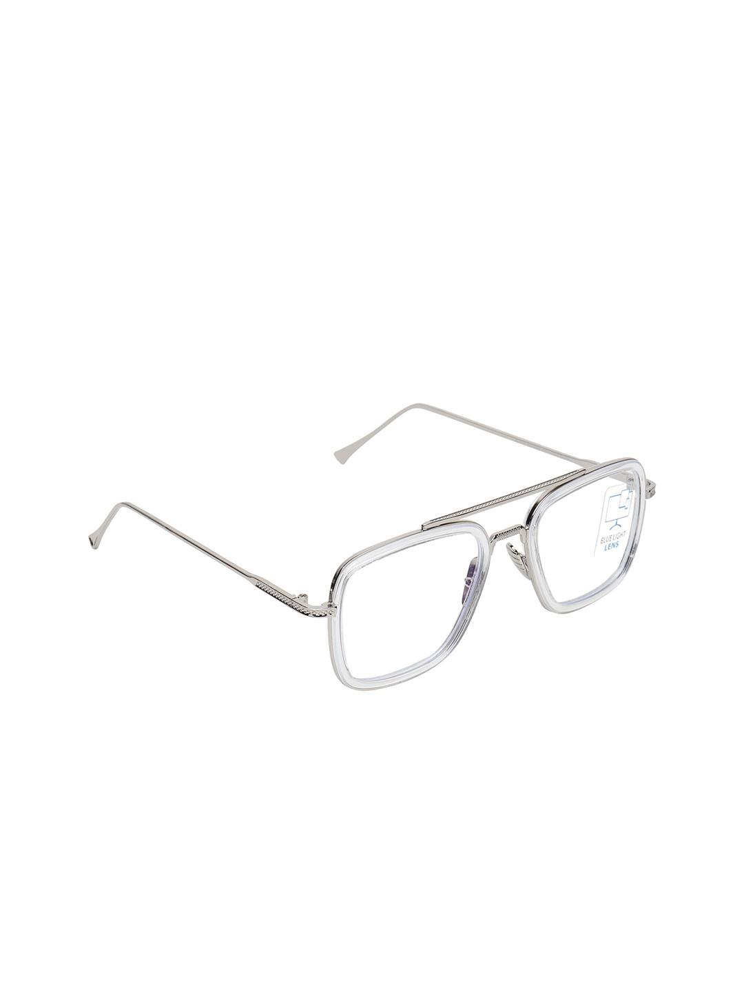 

GARTH Unisex Clear Lens & Silver-Toned Square Sunglasses with UV Protected Lens, Transparent
