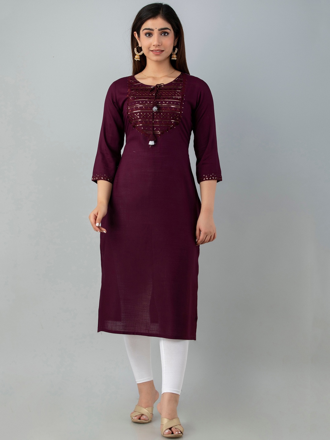 

Charu Women Violet Yoke Design Thread Work Kurta