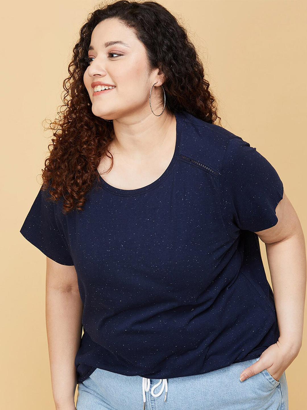 

max Women Plus Size Blue T-shirt