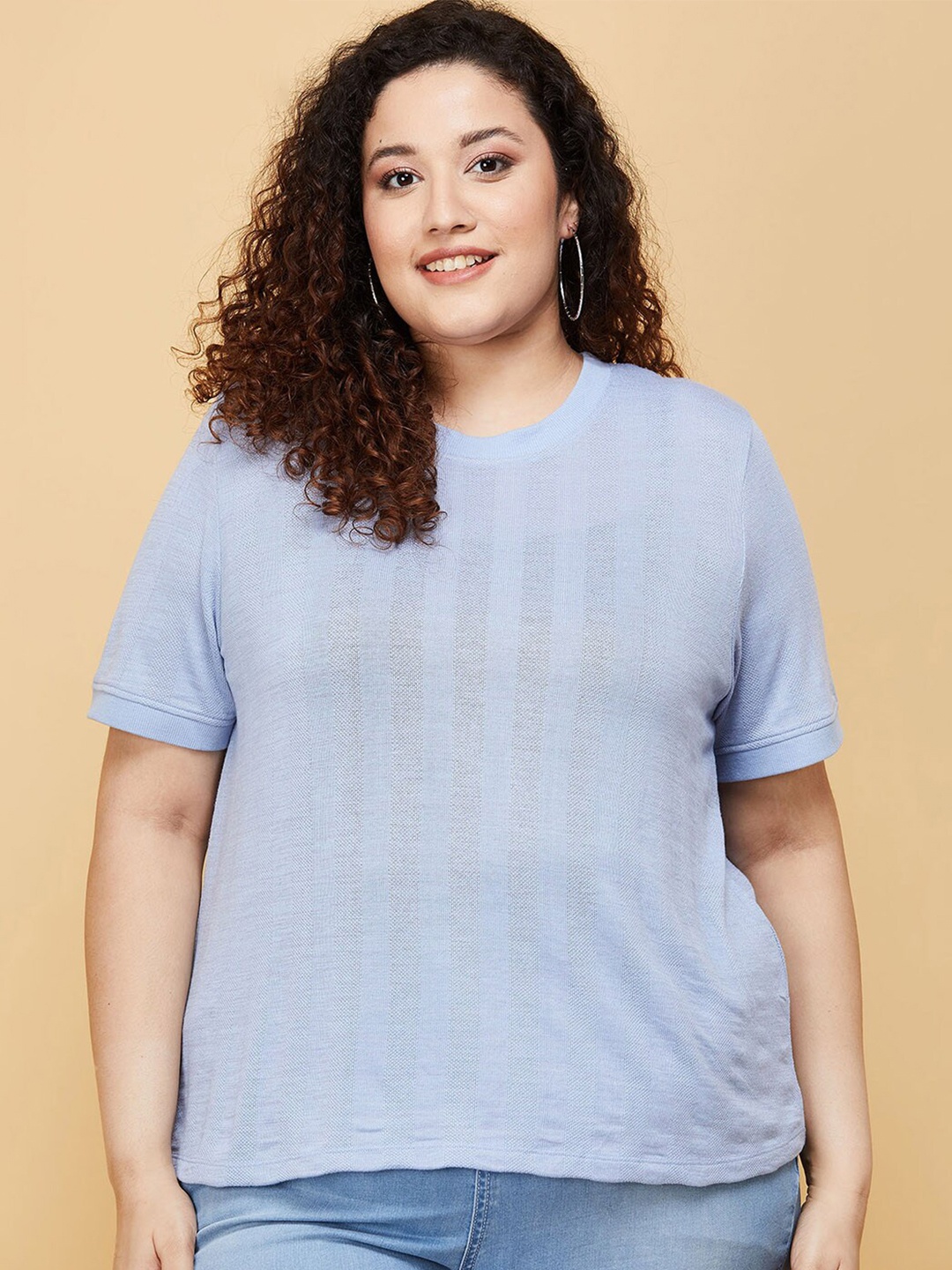 

max Women Plus Size Blue T-shirt