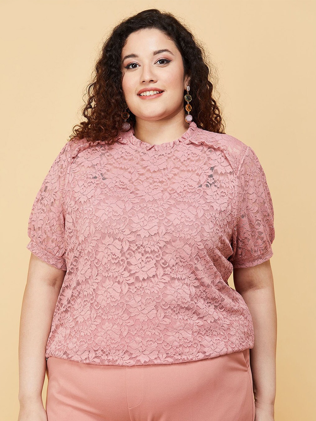 

max Pink Solid Plus Size Top