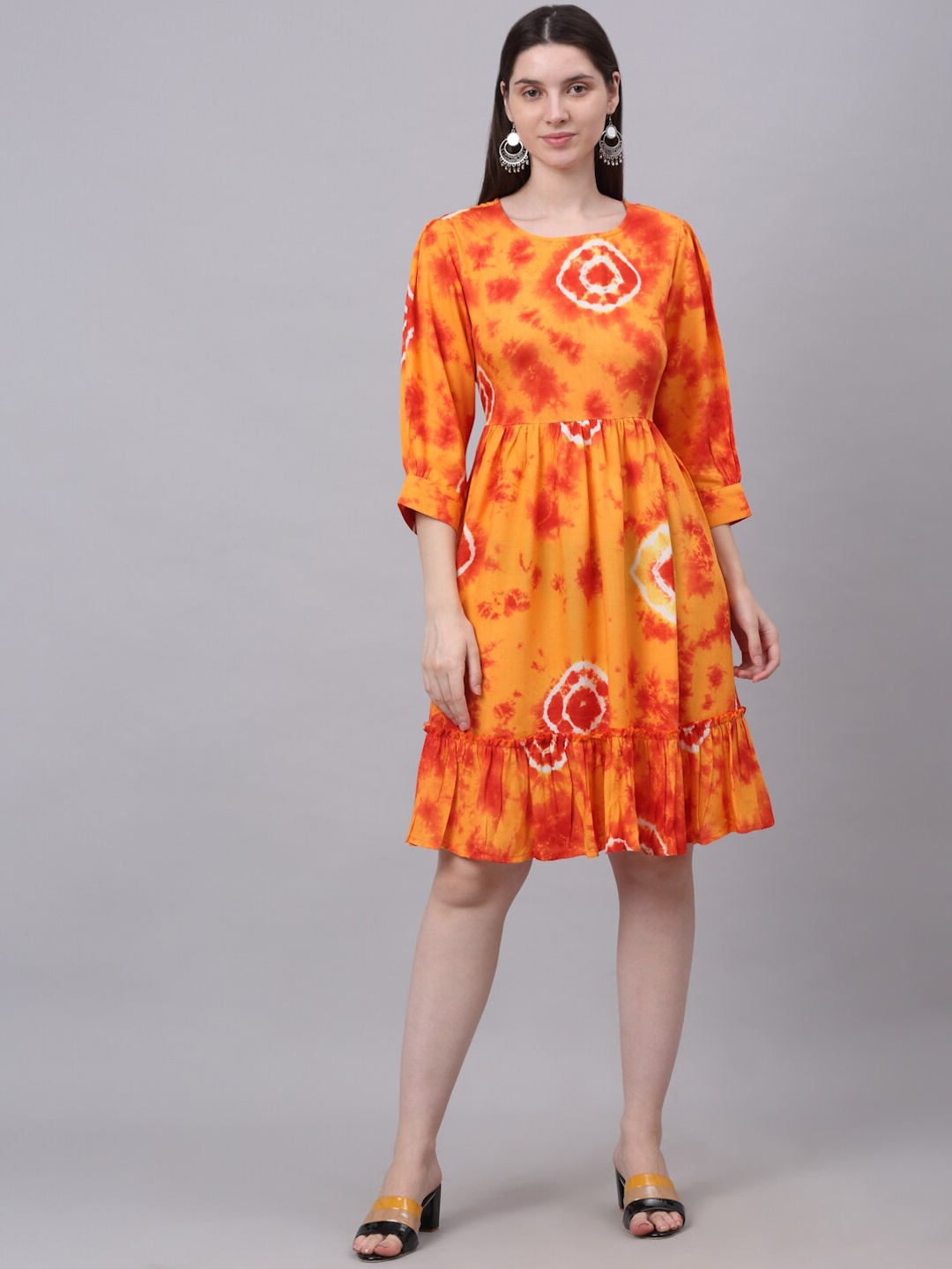 

KALINI Women Orange Floral Dyed Pastels Anarkali Kurta