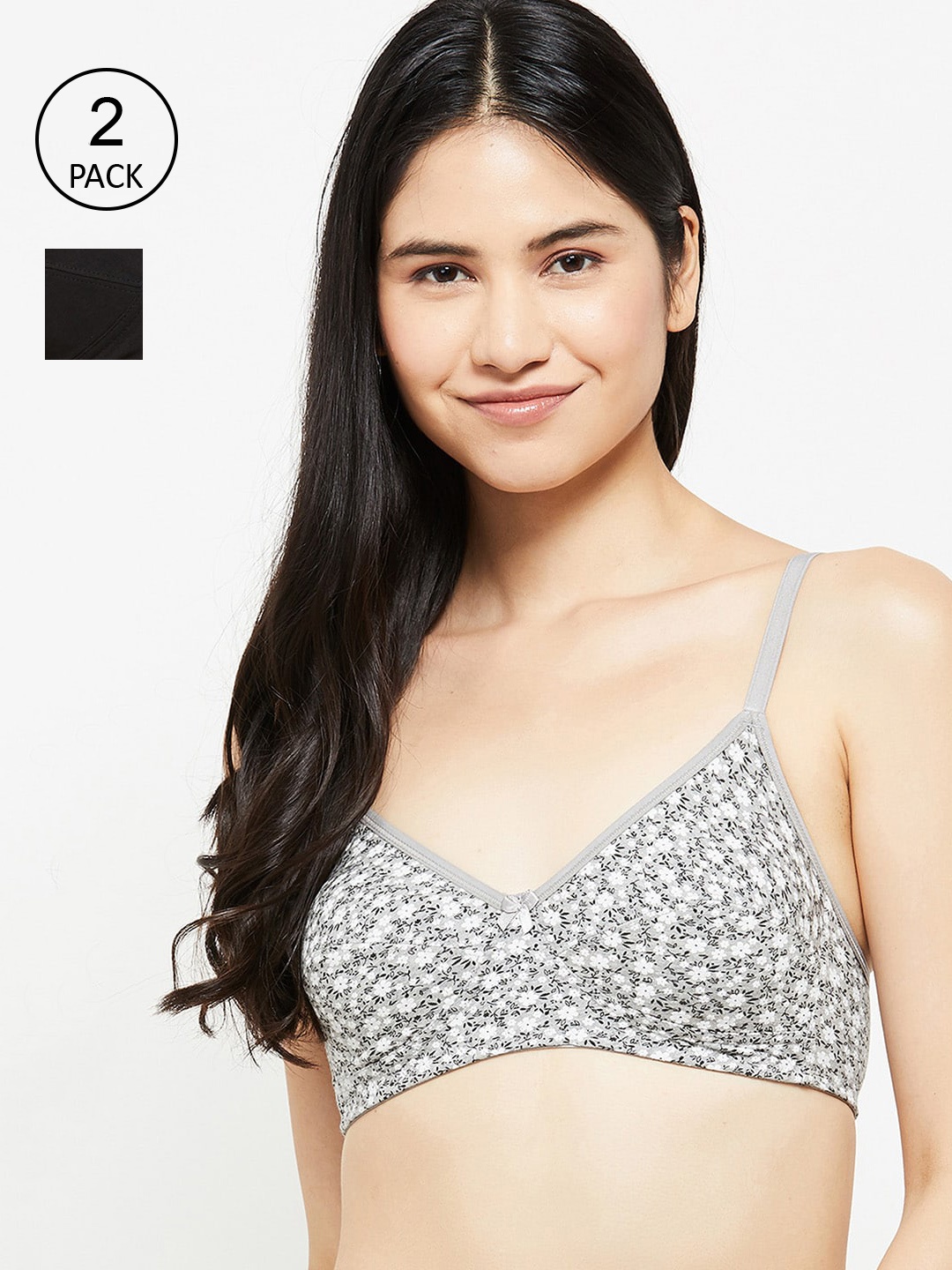 

Max Grey & Black Set of 2 Floral and Solid Lightly Padded Bra SU222PKSCB10GREY