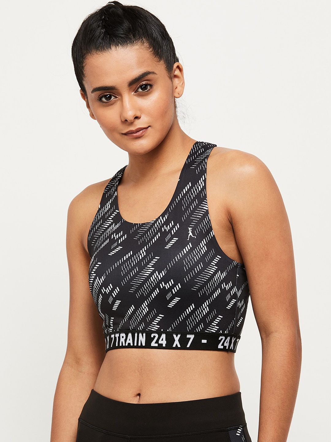 

max Black & White Typography Lightly Padded Bra