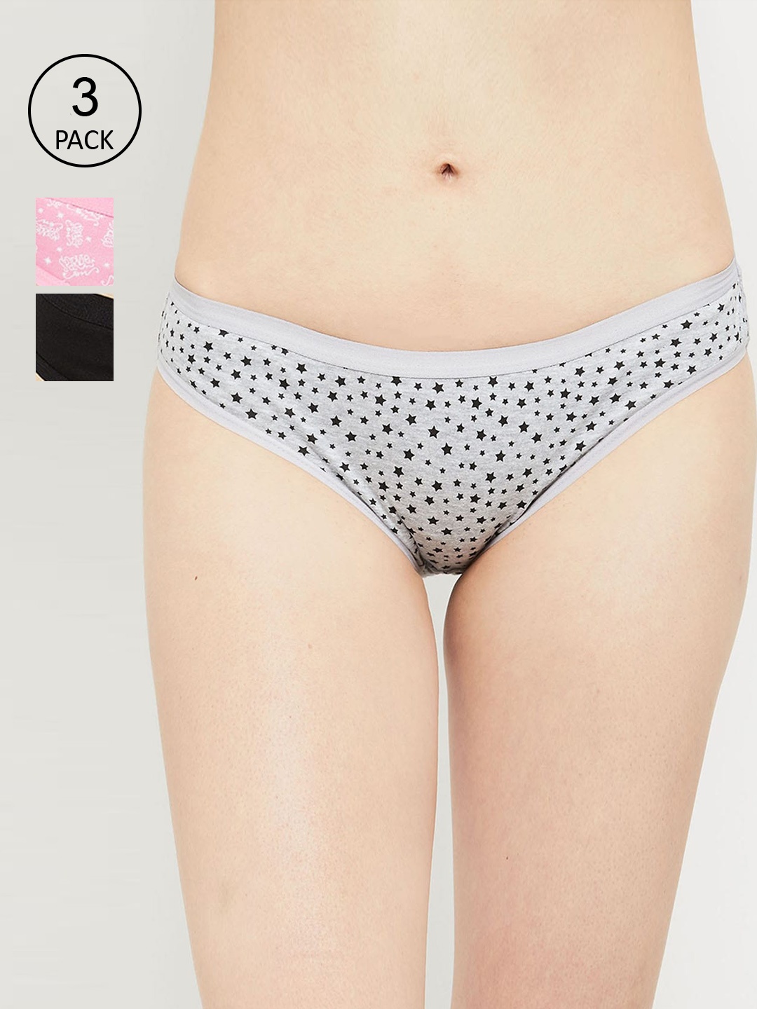 

Max Women Pack Of 3 Printed Cotton Mid-Rise Bikini Briefs NOOSWIN21BK06BLACK-BLACK