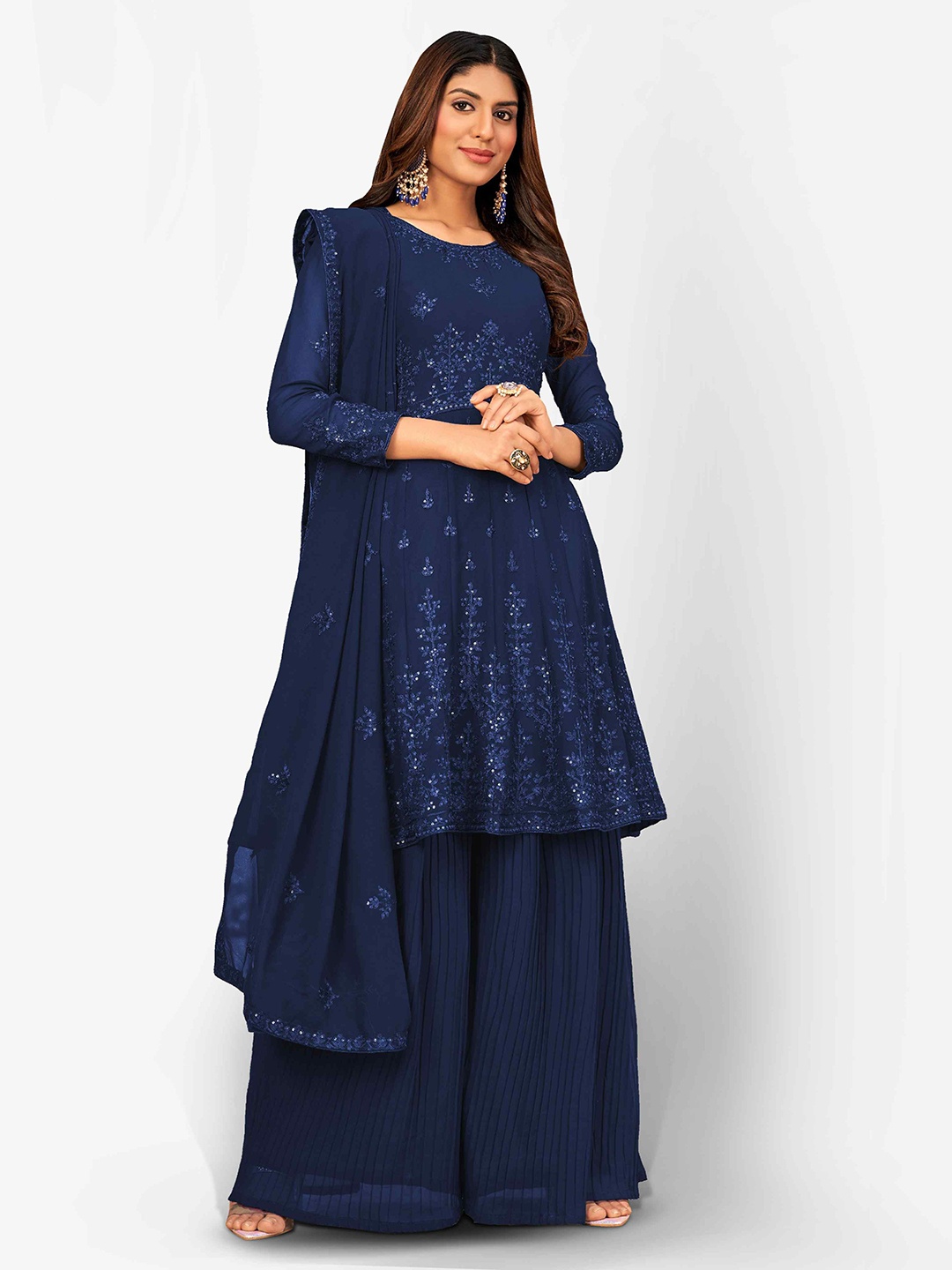 

Divine International Trading Co Blue Embroidered Unstitched Dress Material