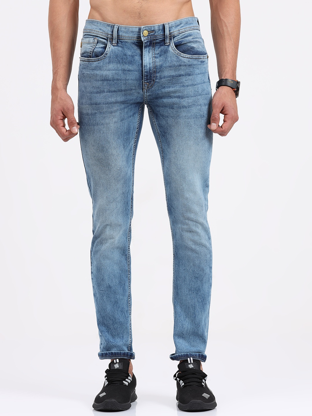 

Old Grey Men Blue Jean Slim Fit Heavy Fade Jeans