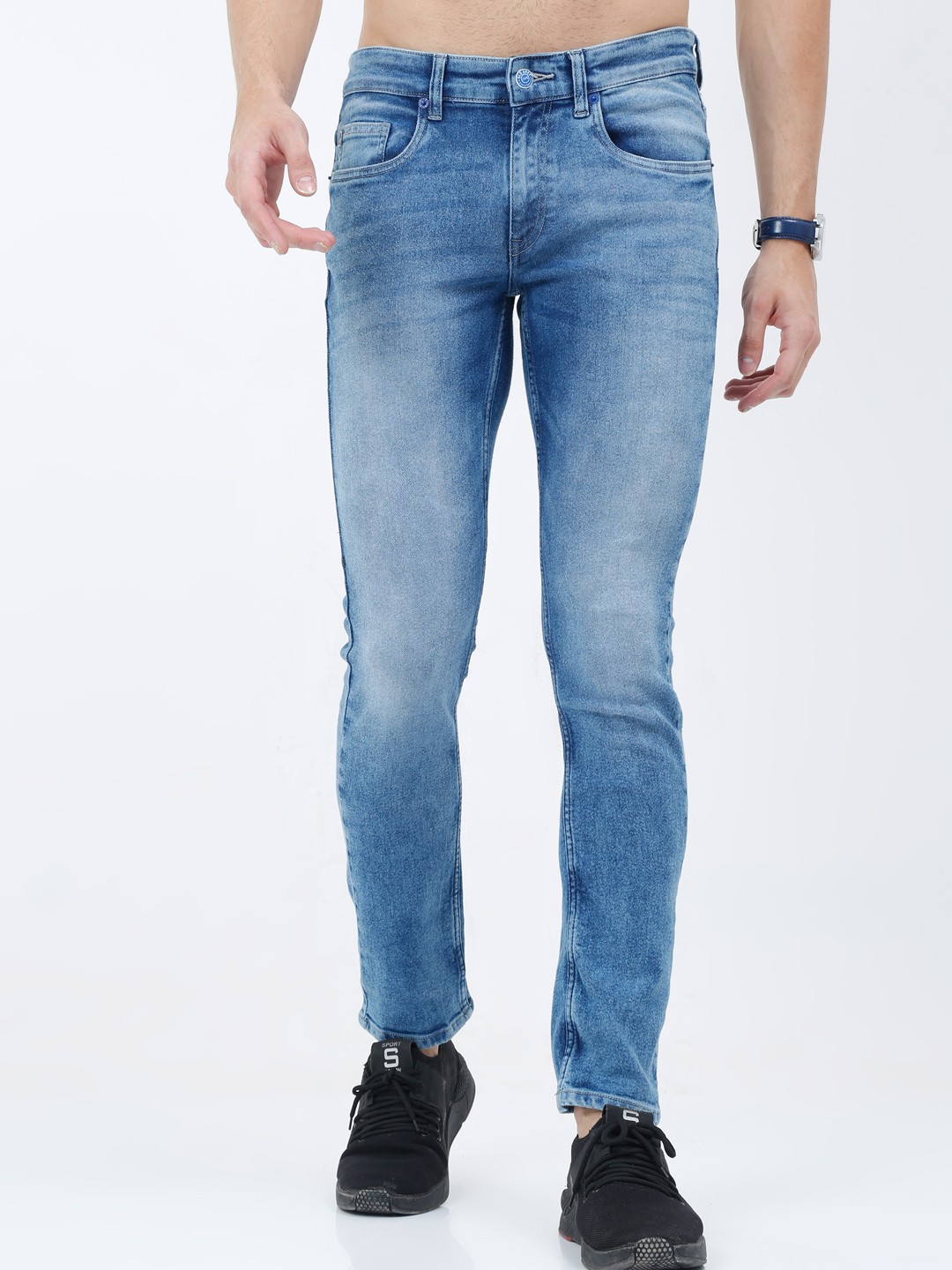 

Old Grey Men Blue Jean Slim Fit Heavy Fade Stretchable Jeans