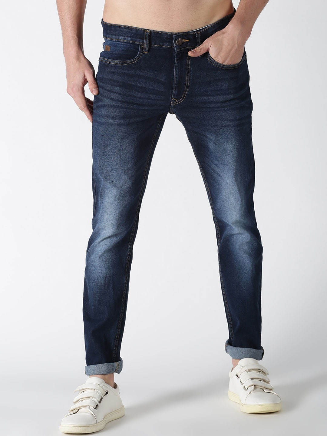 

Old Grey Men Blue Jean Slim Fit Low Distress Light Fade Jeans