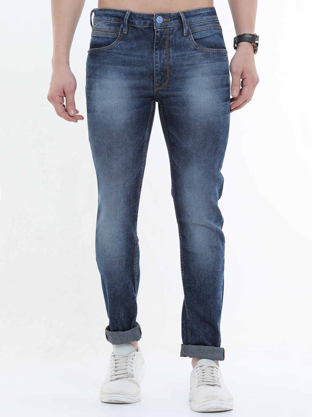 

Old Grey Men Blue Jean Slim Fit Heavy Fade Jeans