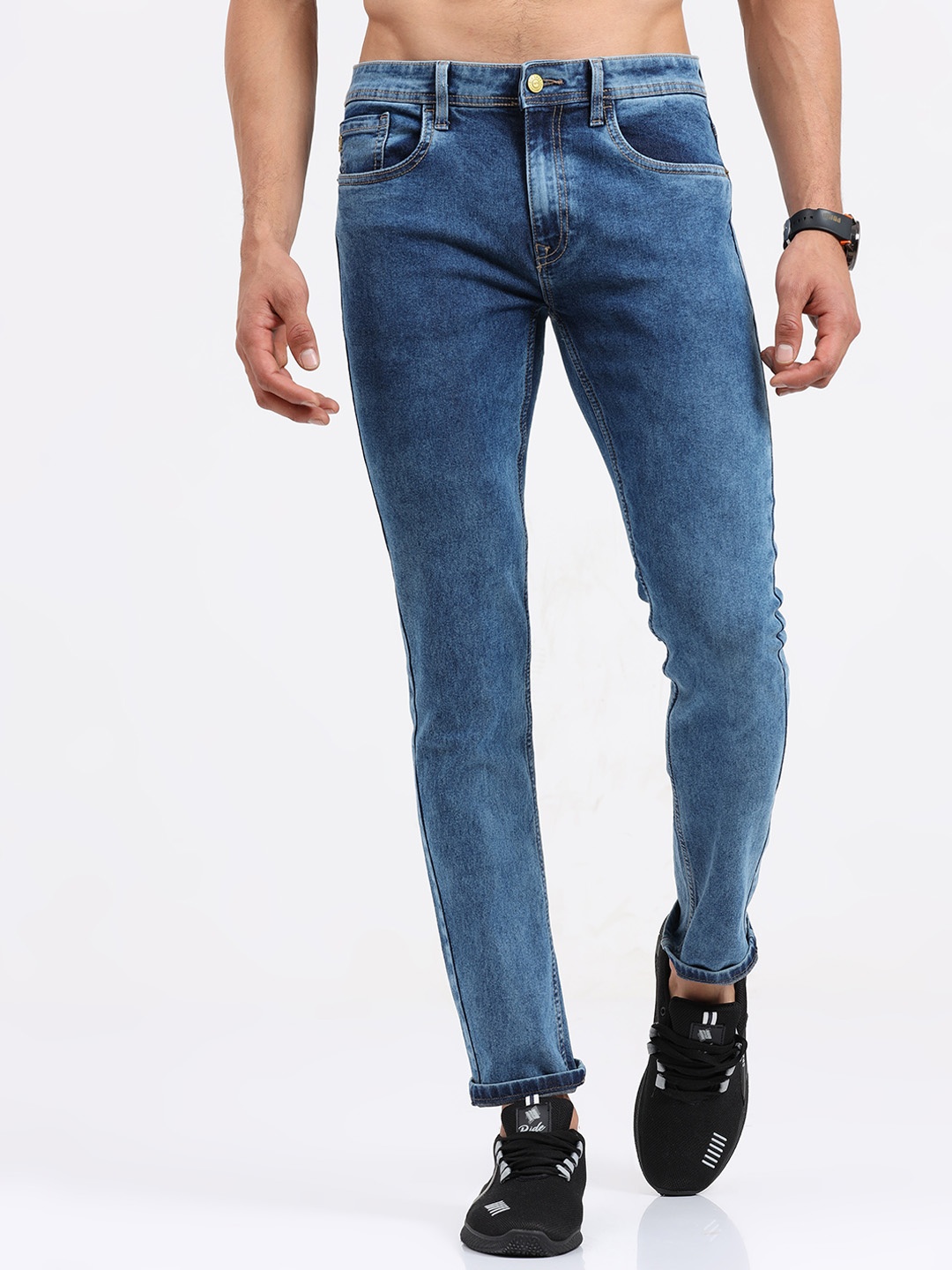 

Old Grey Men Blue Jean Slim Fit Heavy Fade Stretchable Jeans