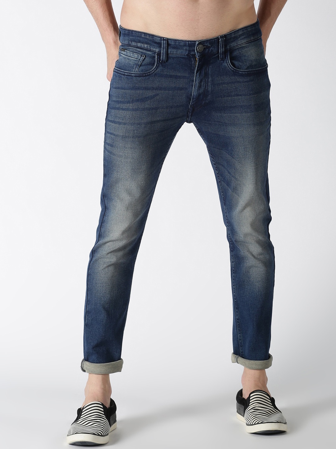 

Old Grey Men Blue Jean Slim Fit Light Fade Jeans