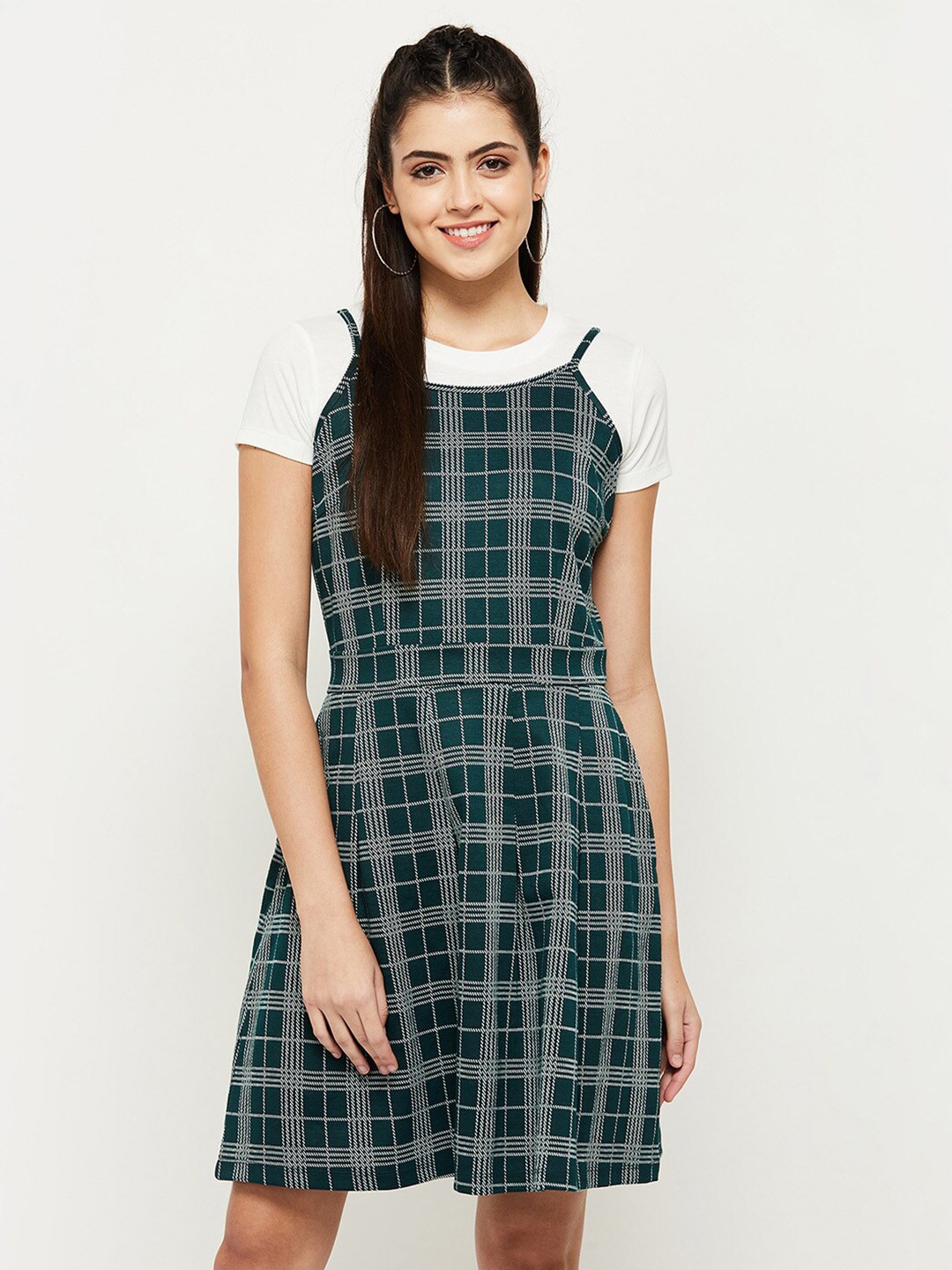 

max Green Checked Dress