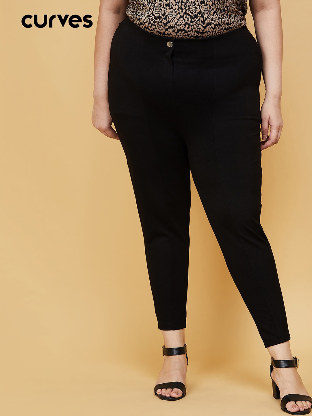 

max Women Plus Size Black Regular Trousers