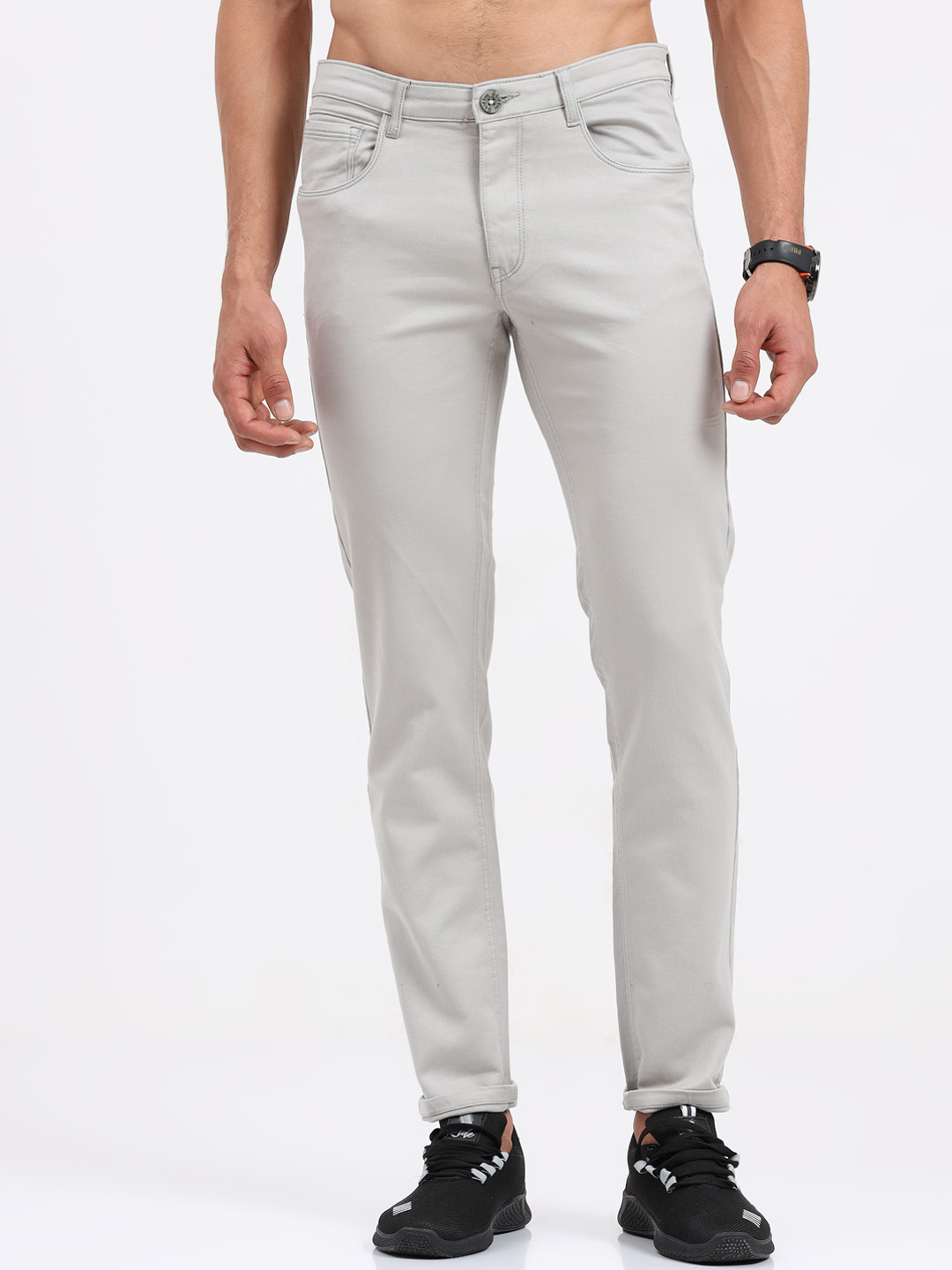 

Old Grey Men Grey Slim Fit Chinos Trousers