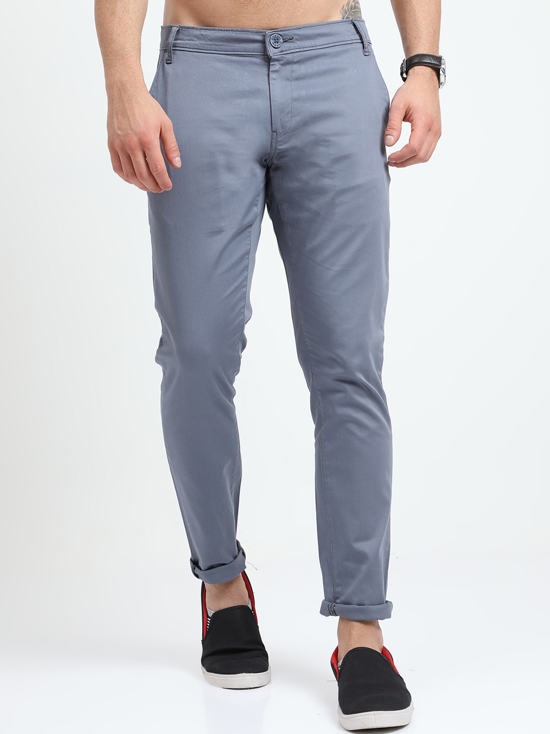 

Old Grey Men Stretchable Slim Fit Cotton Chinos Trousers