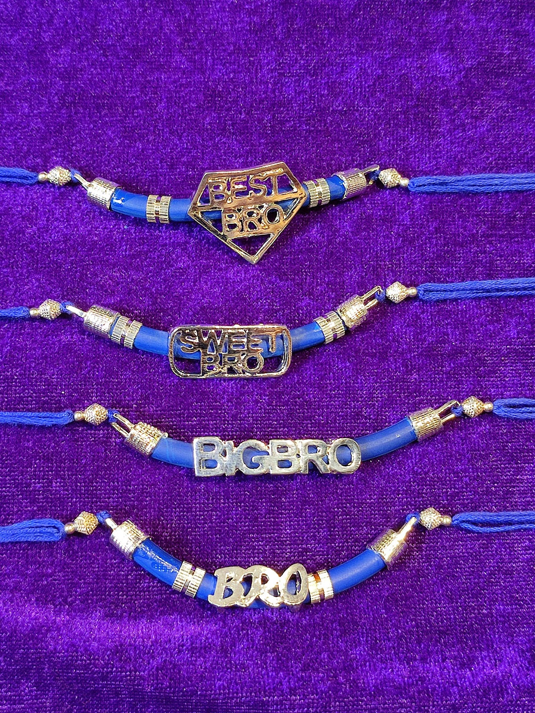 

CRAYTON Men Set Of 4 Beaded Rakhi, Blue