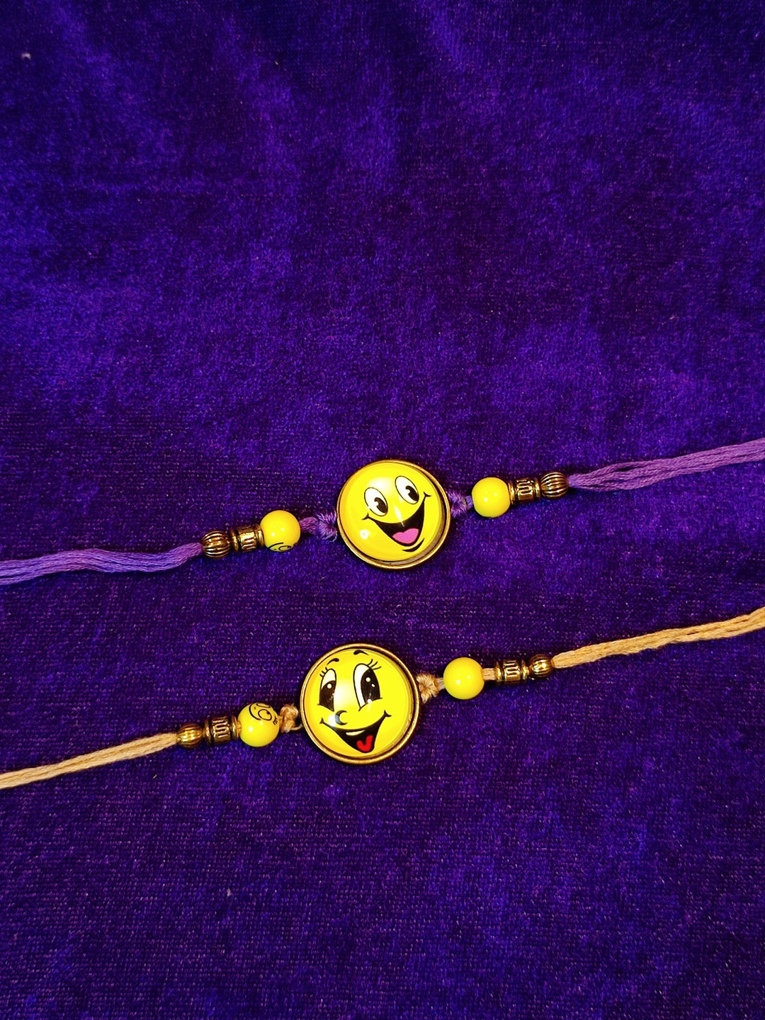 

CRAYTON Men Set Of 2 3D Smiley Beaded Rakhi, Yellow